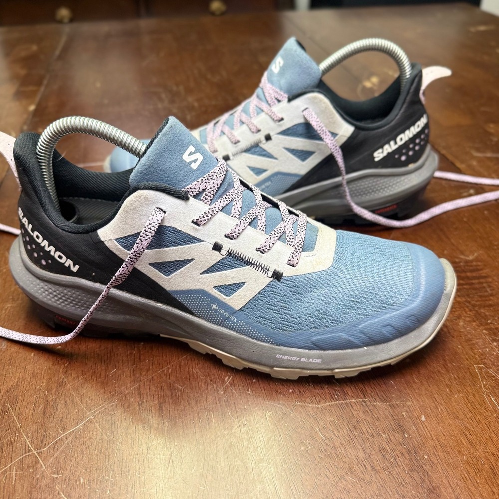 Salomon Outpulse Gore-Tex Hiking Shoes Womens 8 Blue Grey Waterproof Trail